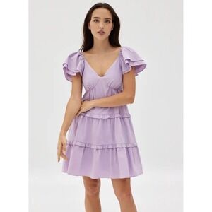 Love, Bonito Elayna Flutter Sleeve Tiered Dress‎ Coquette Girly Preppy Wedding